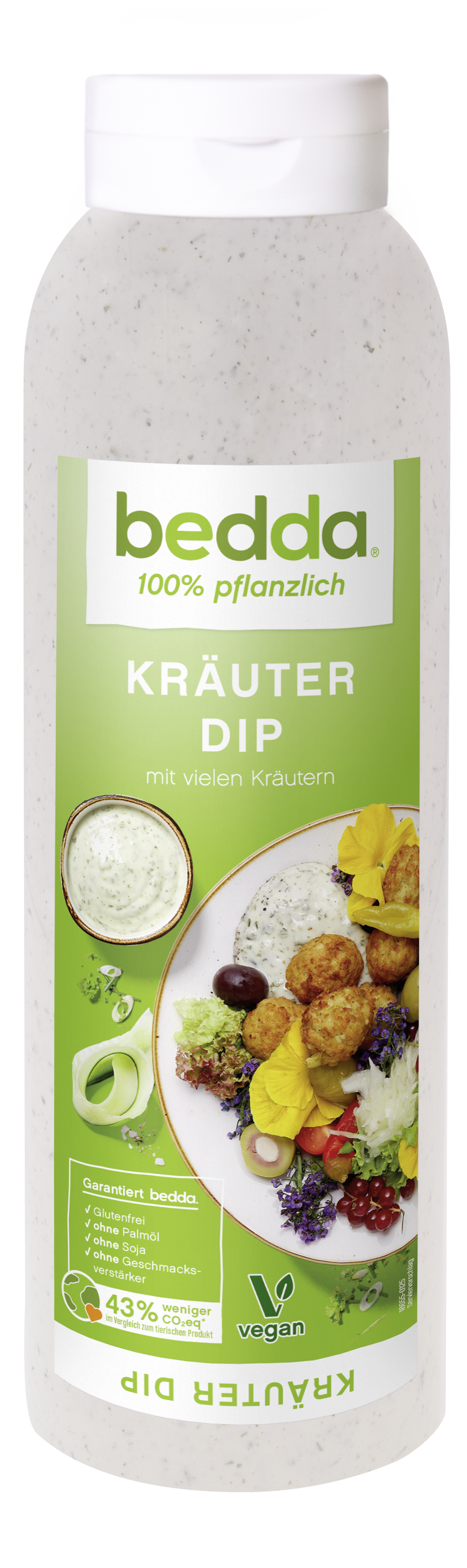 Veganer Kräuterdip von bedda in der 1-L-Flasche